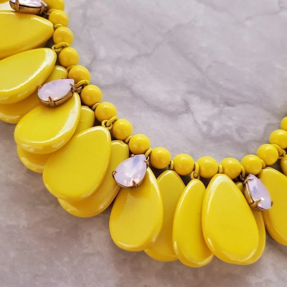 ✨🌞 J.Crew Bright Iridescent Rhinestones Crystals Teardrop Enamel Statement 🌞✨